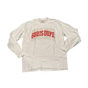 NWOT God Is Dope Mens Large White Long Sleeve TShirt tee faith religion